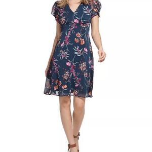 Calvin Klein floral chiffon dress